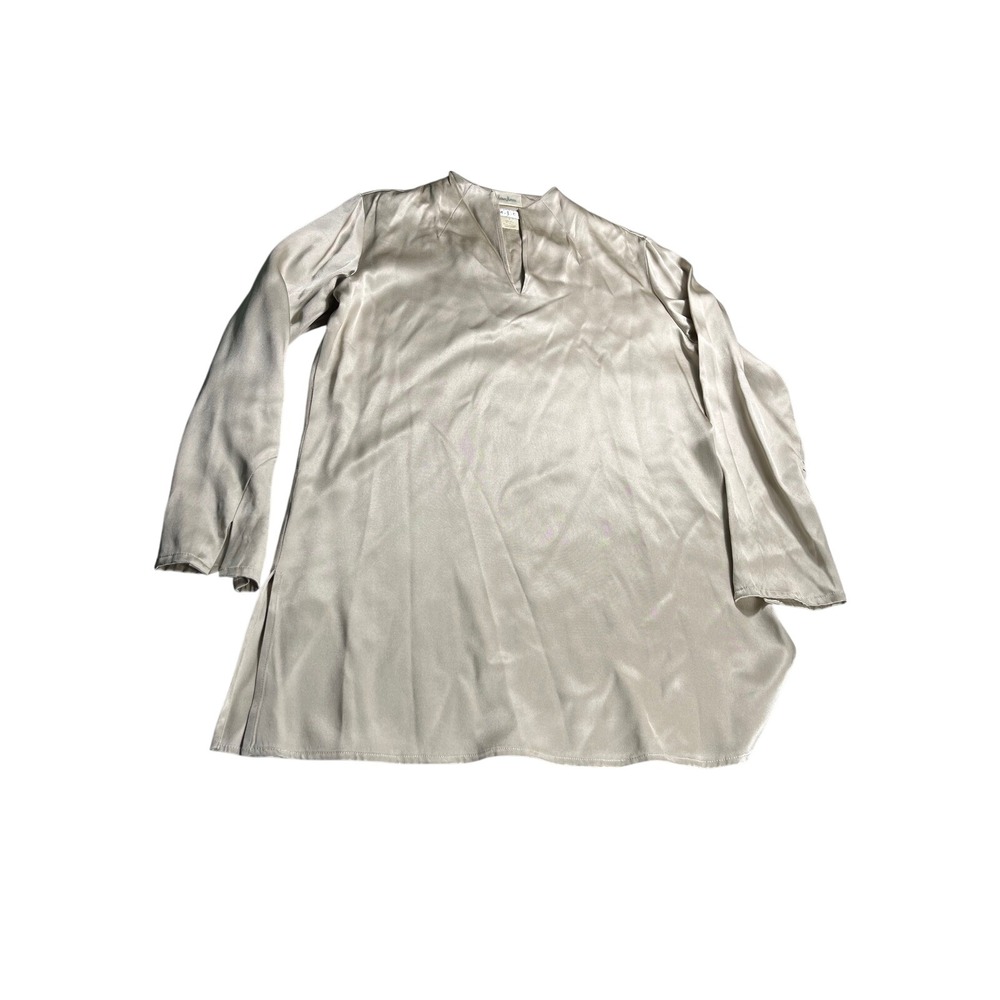 Neiman Marcus‎ M.J.C. 100% Silk Tunic Blouse Small Champagne Beige